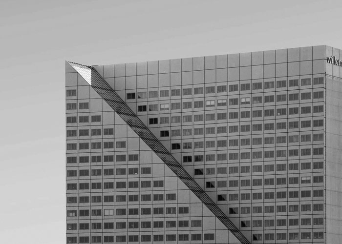 Looking up at a skyscraper